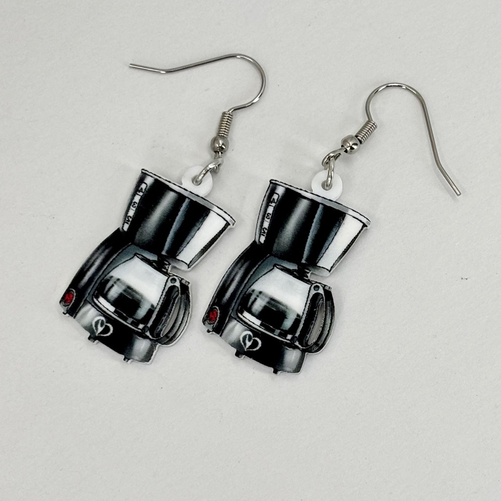 NEW Black and White Coffee Maker Earrings